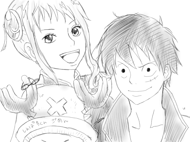 ONE PIECE×銀魂 麦わらの一味が万事屋に...？を描いてみた