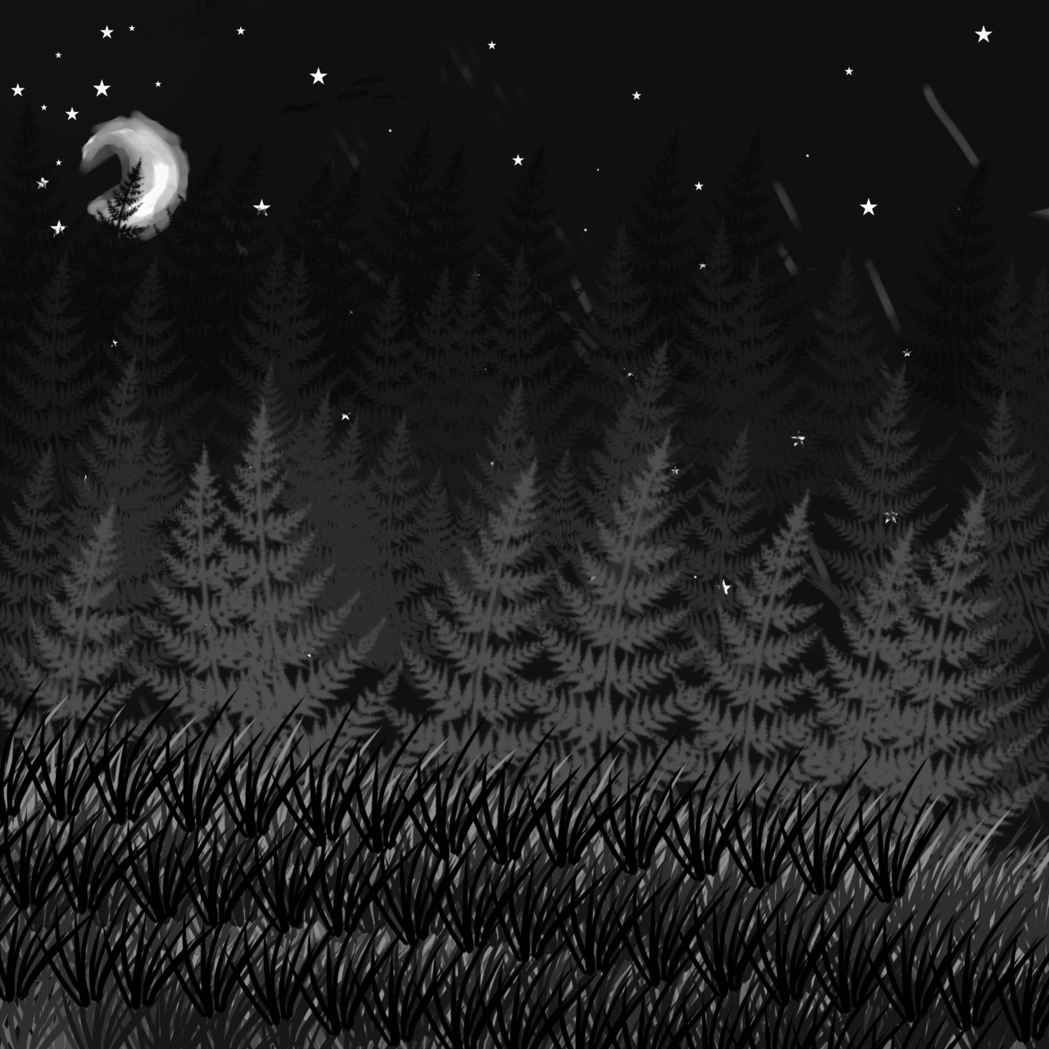 Night time 🖤⚫️⬛️🖤⬛️⚫️🖤 - ibisPaint
