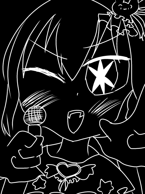 白と黒だけで星野アイ描いてみた！