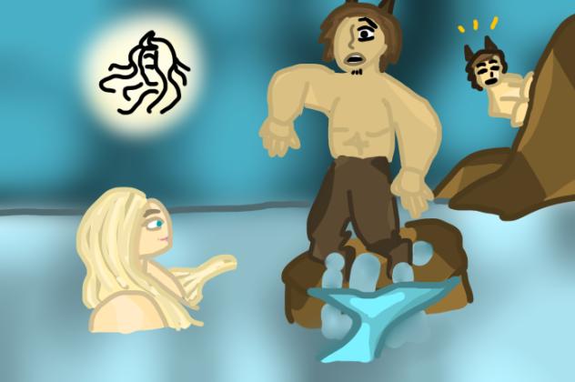 Mermaid messing with a satyr