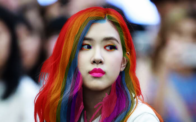 Blackpink Rose with Rainbow hair
