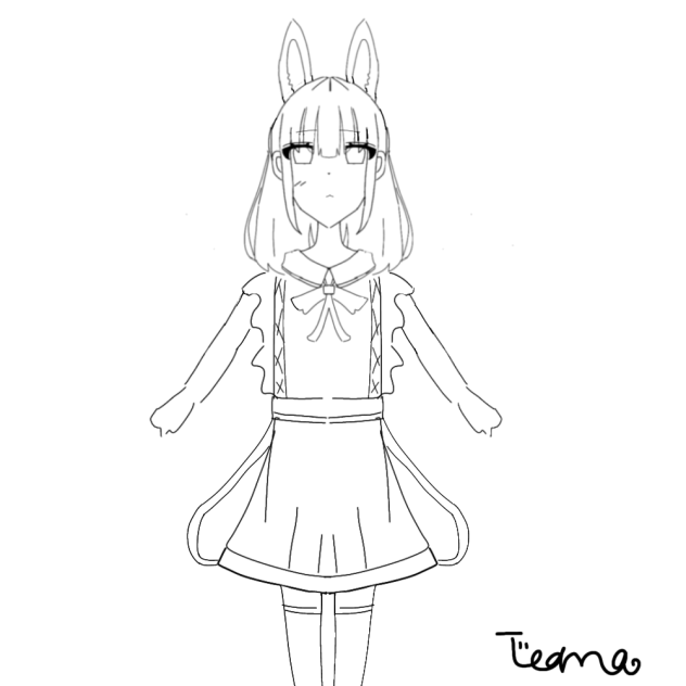 メイドウサギ（線画）