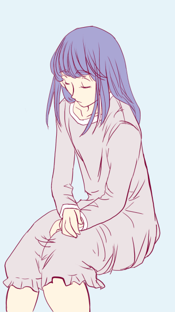 座ったまま寝る女の子