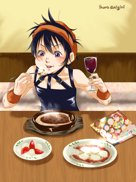 サイゼリヤを堪能するナランチャ