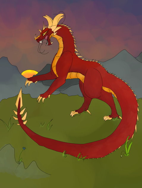 Red wingless dragon