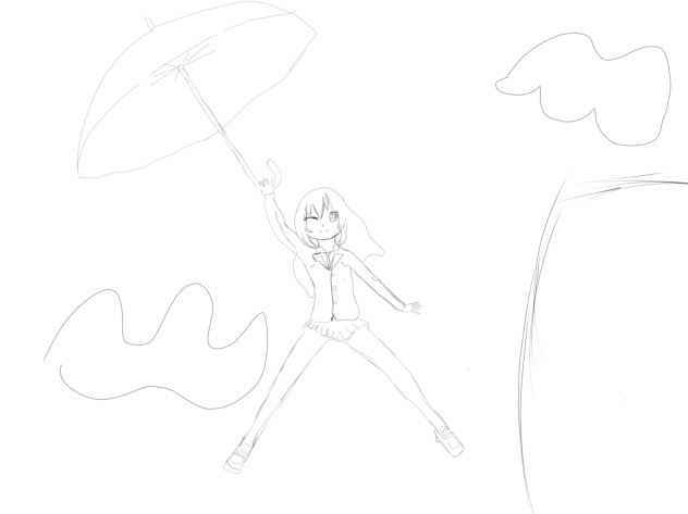 Flying away in an umbrella - ibisPaint