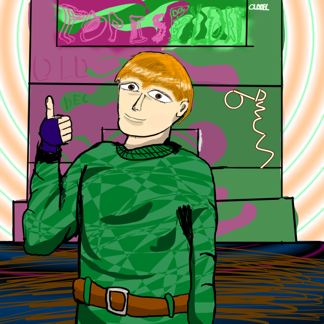 Happy man say hello to him