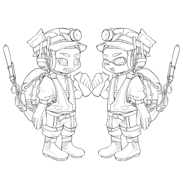 イカちゃんタコちゃん線画