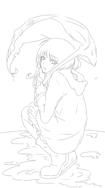 雨上がり線画