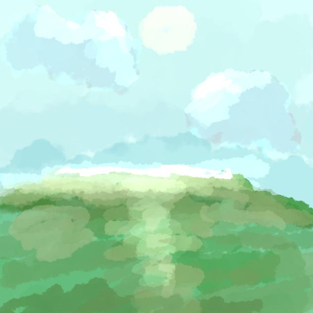 grassy field with clouds
