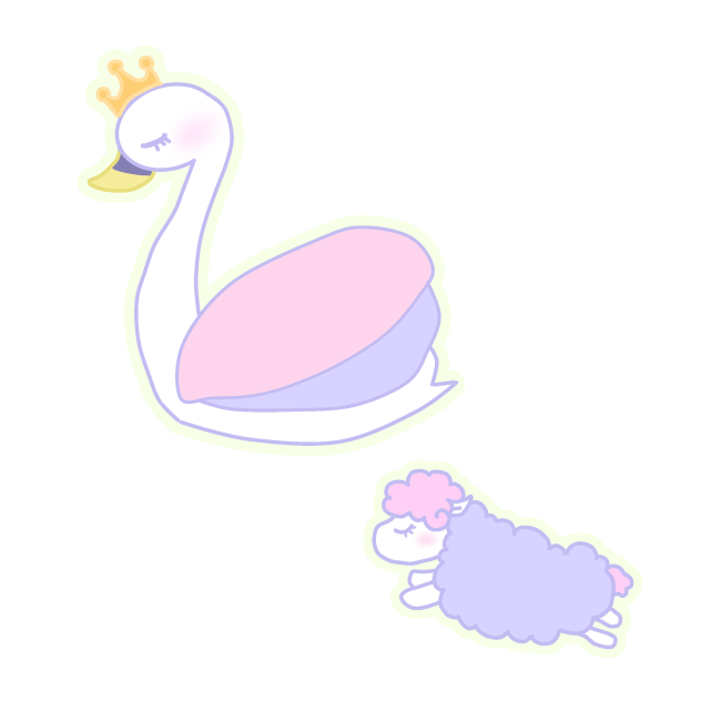 ステッカー風羊・白鳥