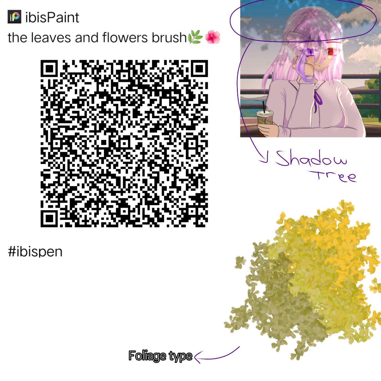 Brush pen tree, shadow tree, and Flower - ibisPaint