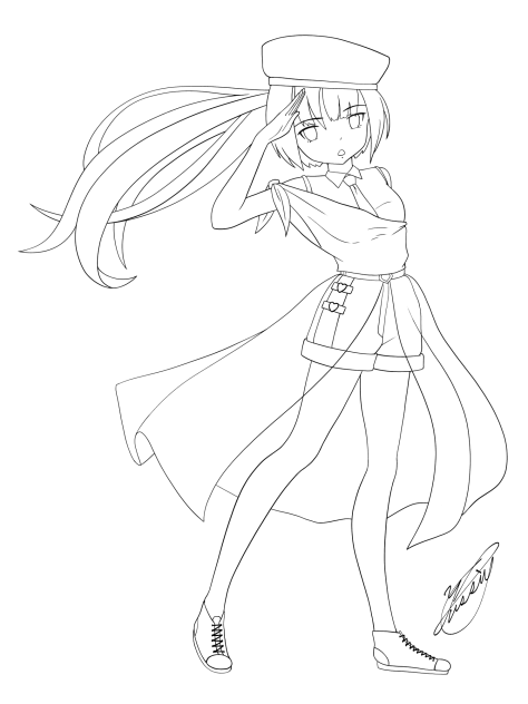 Girl's greeting（線画）