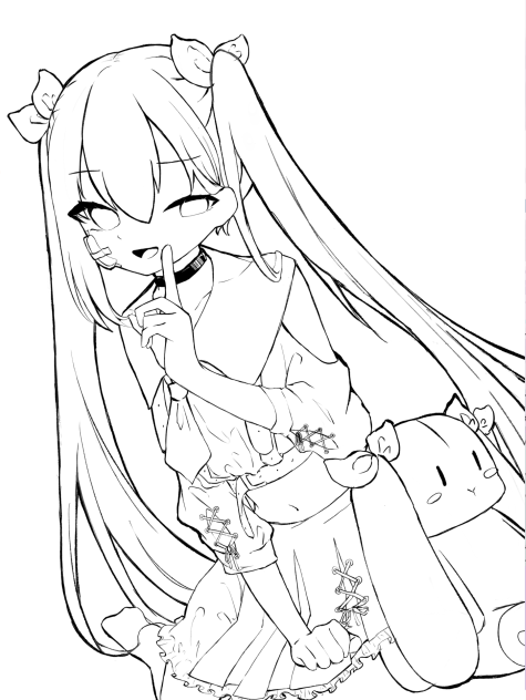 うぃぷも兼ねた線画