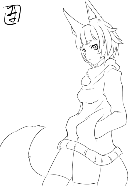 お稲荷さま　線画2