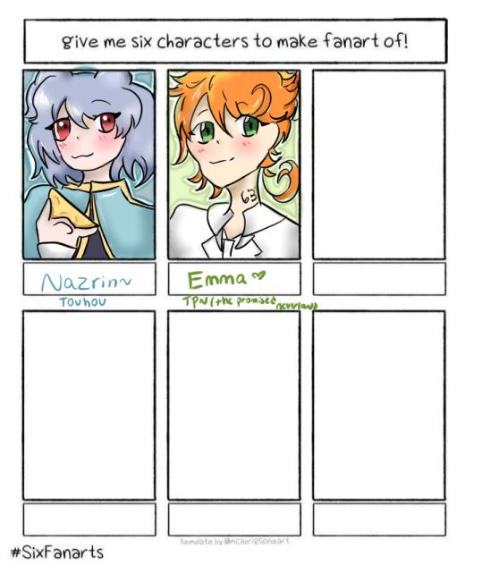 six characters to make fanart of (#2)