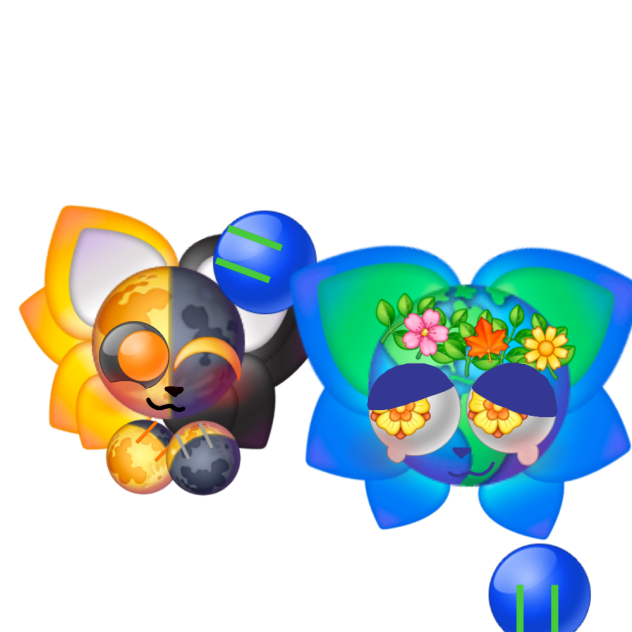 Earth and Moon themed emoji cats!