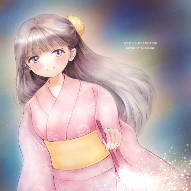 手持ち花火と明日ちゃん。