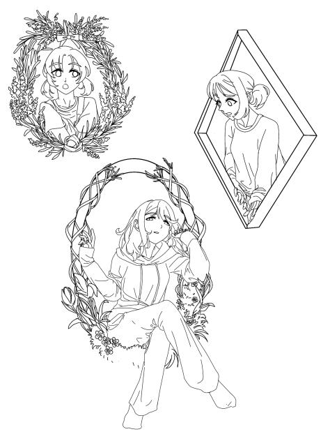 Nita in different borders(Lineart)