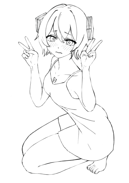 ウルフカット初音ミク　塗り絵