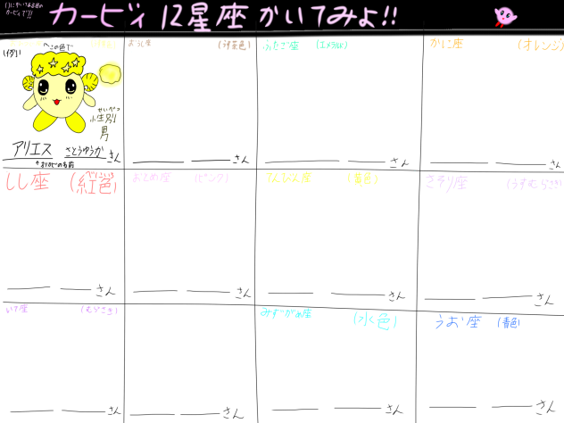 カービィ　12星座書いてみよう！！