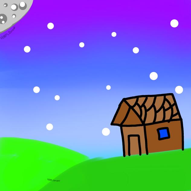 night scenery with house
