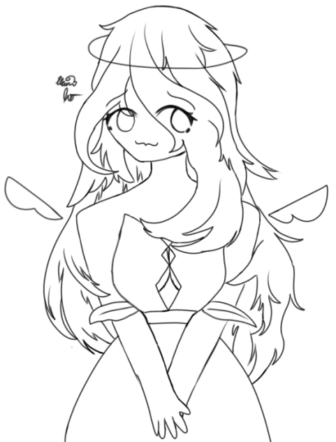 A Nice Innocent Angel Lineart
