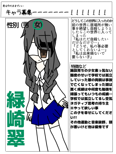 施設育ちの少女緑崎翠