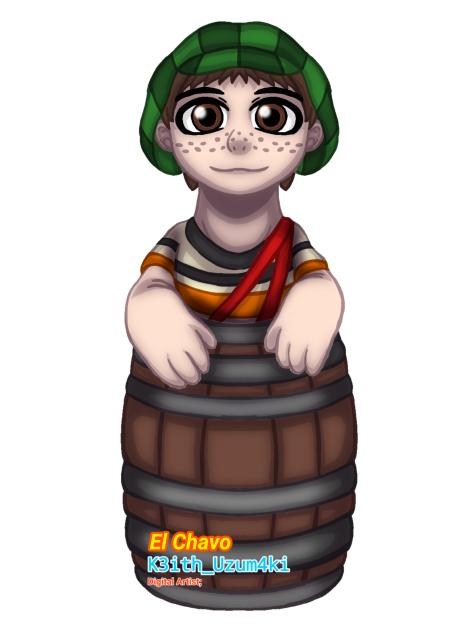 El Chavo in his barrel;