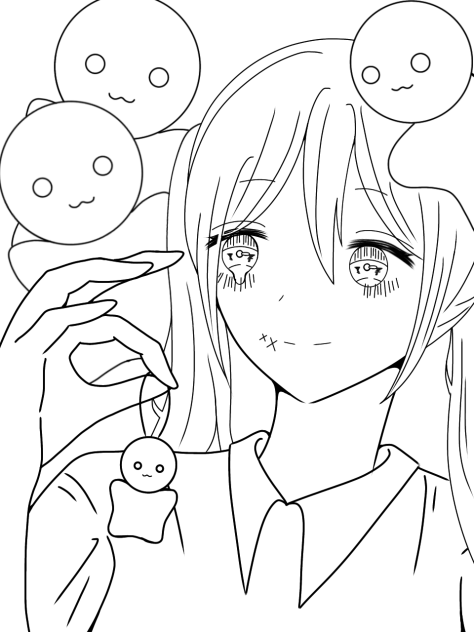 キーホルダー 線画