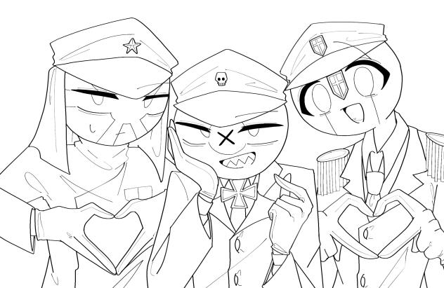 🇯🇵⚔️×🇩🇪🦅×🇮🇹🎖️／塗り絵