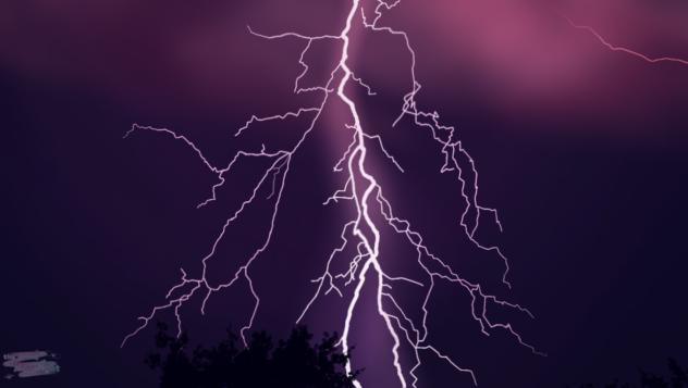 powerful lightning strike