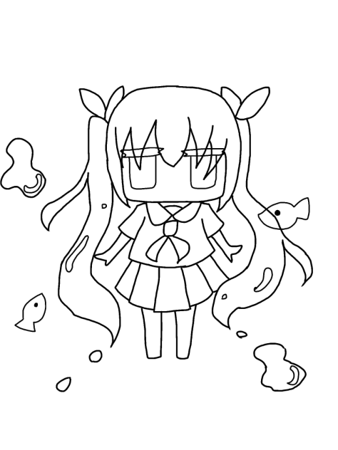 デフォルメボトルミク 線画