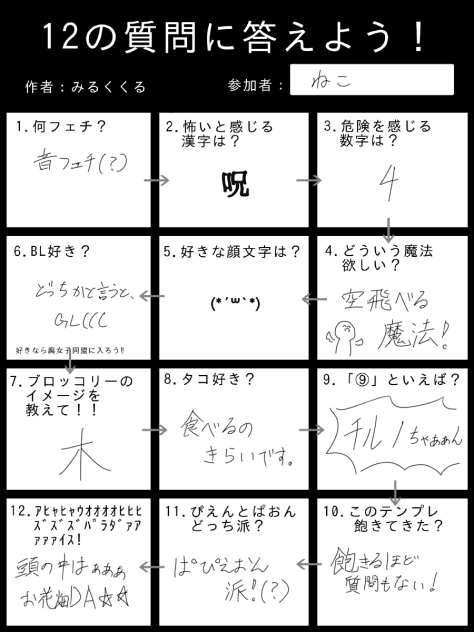 12の質問に答えすぎた