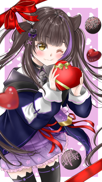 ツインテールVer黒月夜桜バレンタインイラスト