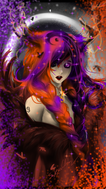 orange and purple deer girl