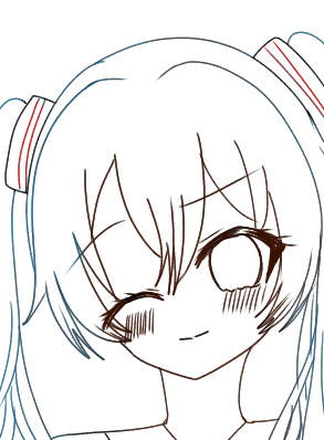 雑な初音ミクの線画