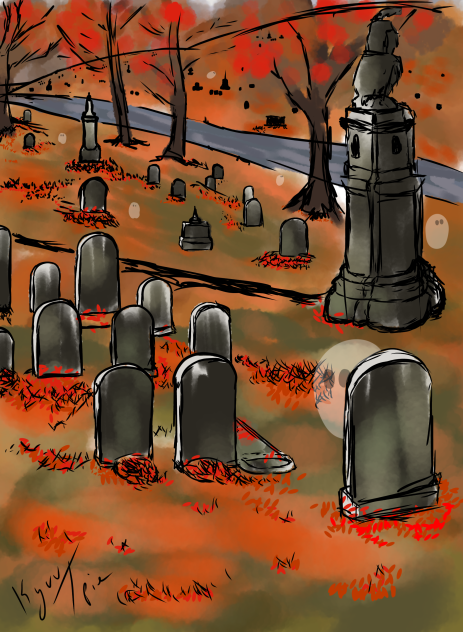 Ghosts in a Fall Graveyard