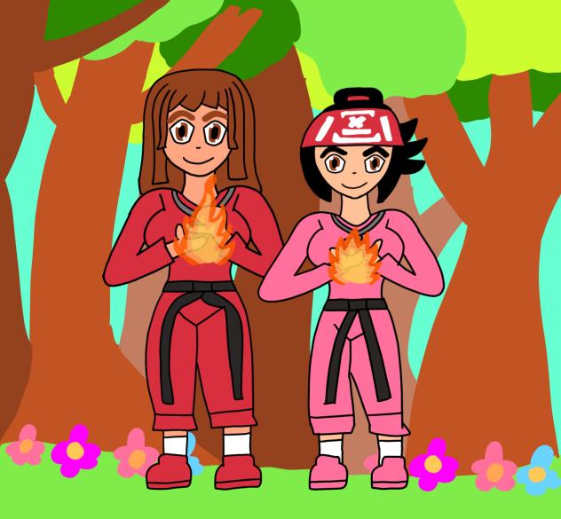 Wendy And Suzume using Fire Aura.
