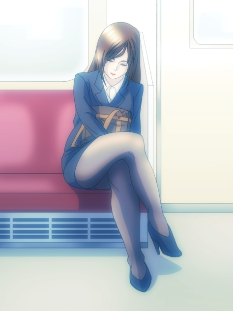 居眠りするお姉さん
