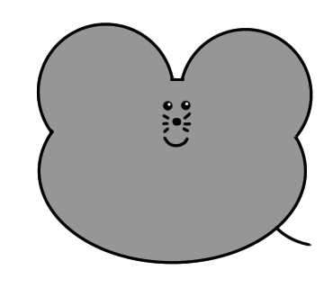 最初はたぬきのイラストを描こうとしたら、最終的にねずみのイラストに変更して描いた