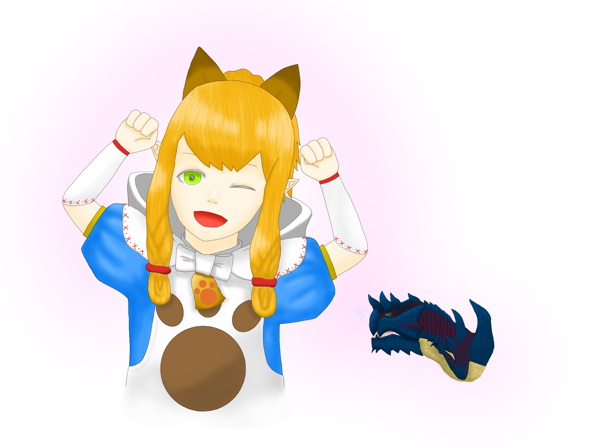 ネコ嬢とディノバルド Ibispaint