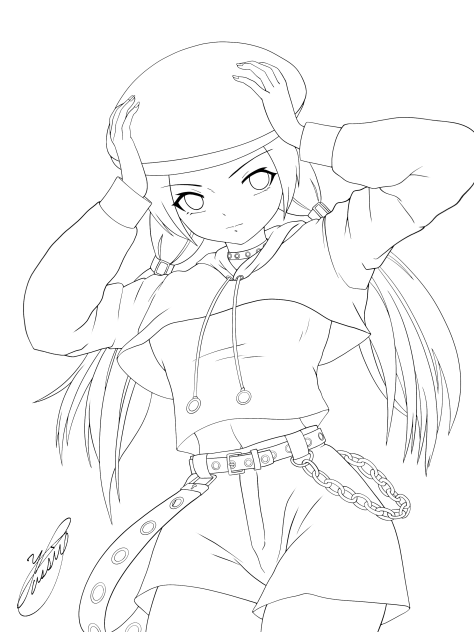 Girl's determination（線画）