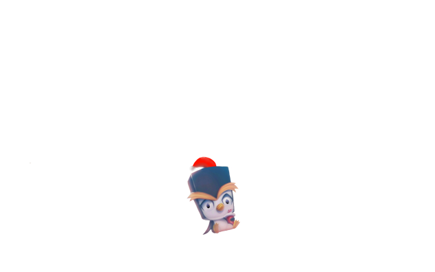 fuzzy with a hat on