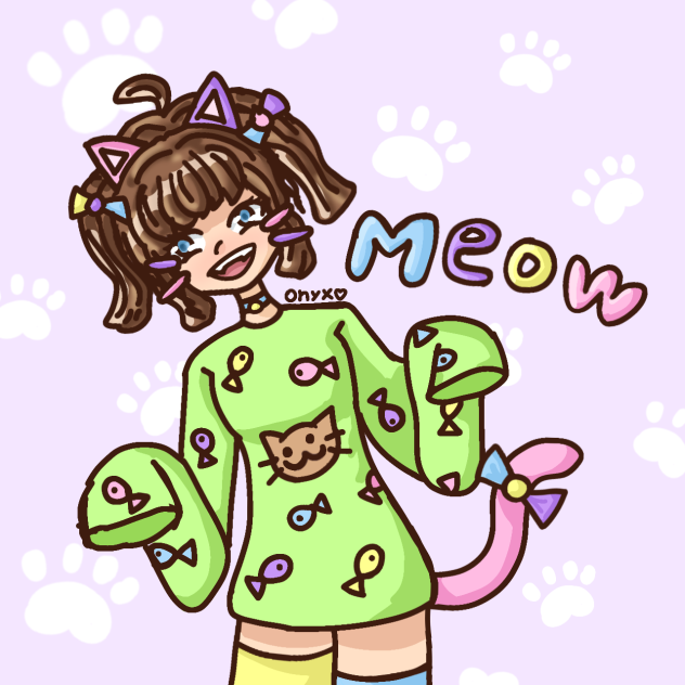 Pastel Cat girl!!! 🩷💛💚💙💜🐈 ibisPaint
