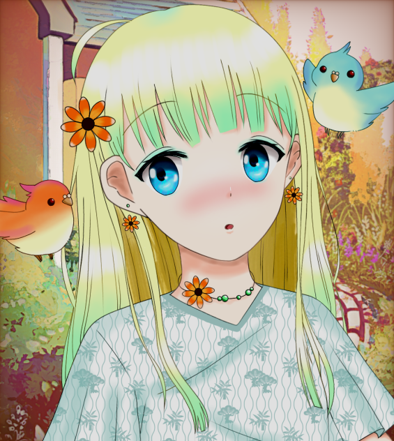 🐦少女とオウム🌼