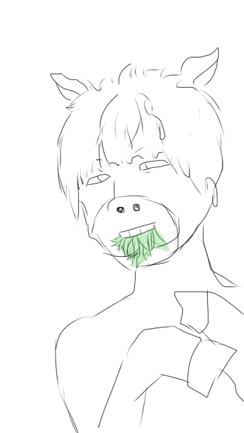 その姿はまるで草を頬張る馬のよう