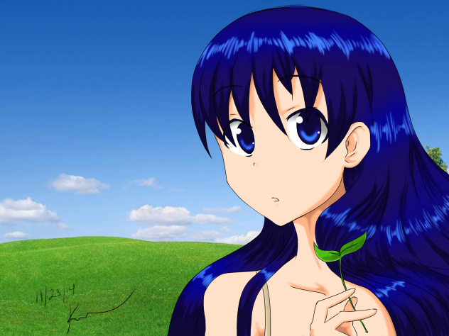 anime girl in fields