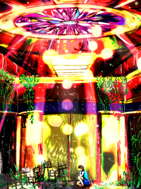 A colorful ruin