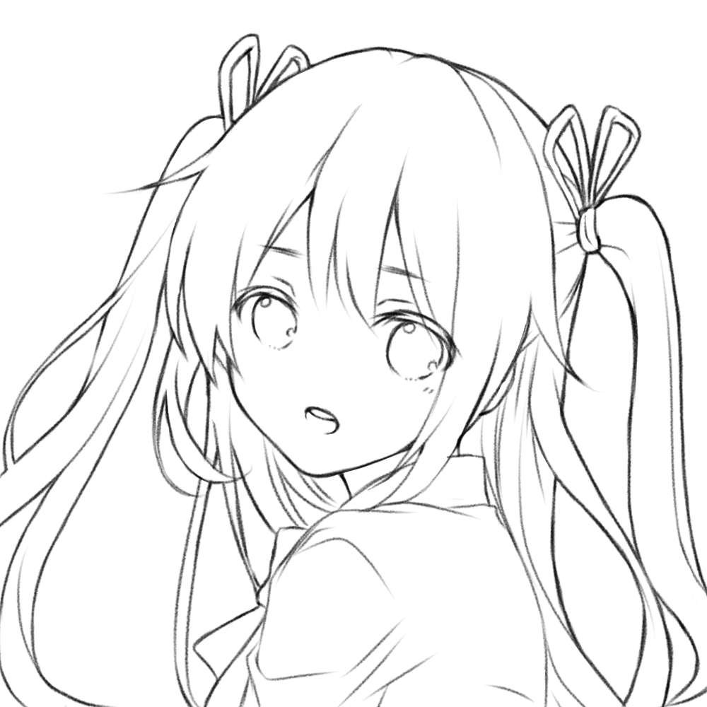 線画 少女 - ibisPaint